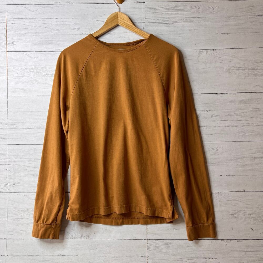 Pact Shirt Mens Size Small Gold Vintage Long Sleeve Raglan Tee Organic Cotton
